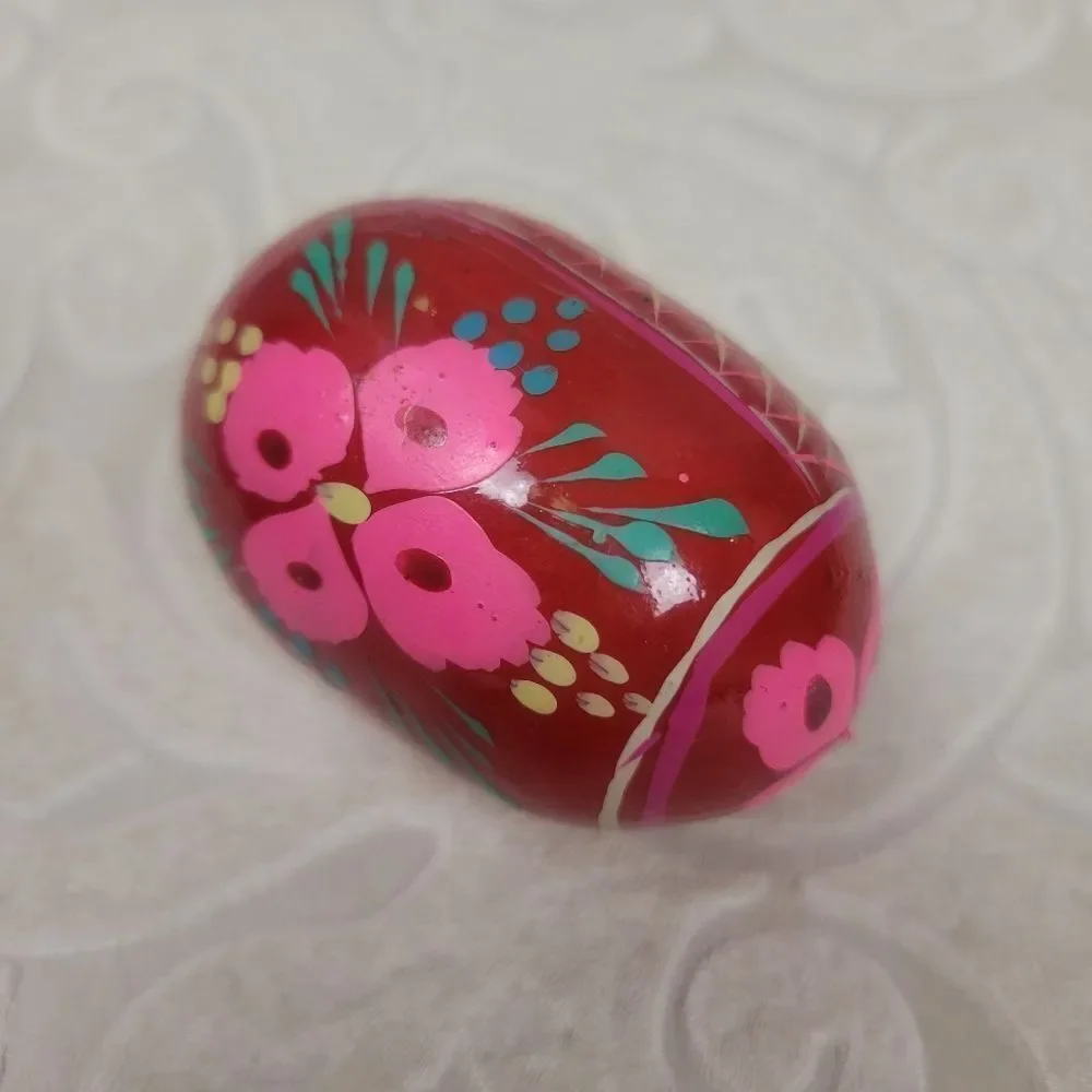 Vintage Wooden Hand Painted Easter Eggs 3 Pieces